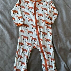 Kickee Pants Orange Fox Print Kids Footie